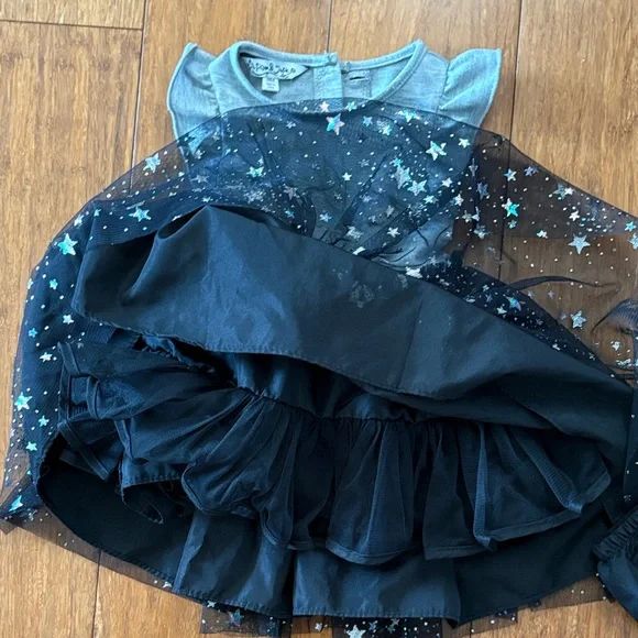 Pippa & Julie Silver and Black Starry Kids Dress - Picture 4 of 4